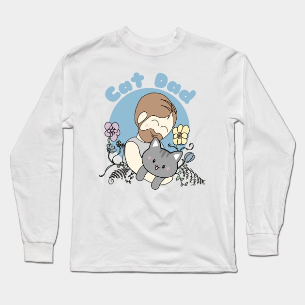 Cat Dad Long Sleeve T-Shirt by Bucky Creative